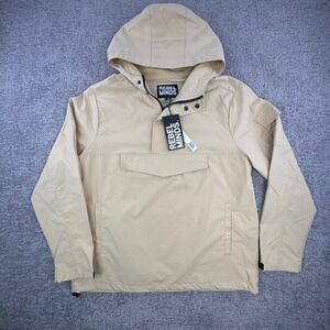 REBEL MINDS Khaki Anorak Jacket Hooded Pullover Mens Medium $70 NWT
